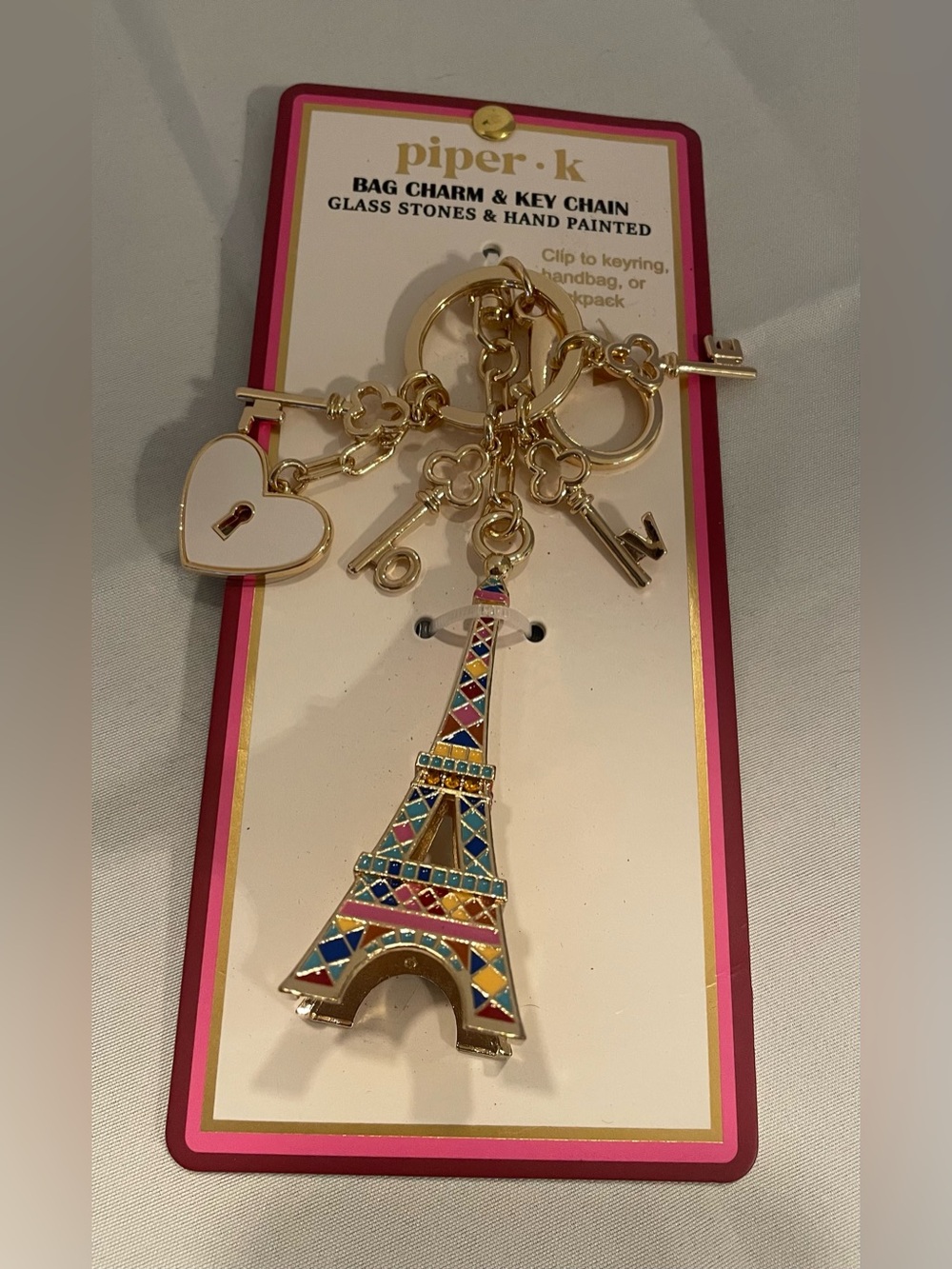 NWT - Piper K Parisian Daydream Eiffel Tower Bag Charm & Keychain